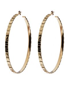 Rectangle Step Pattern Hoops Gold