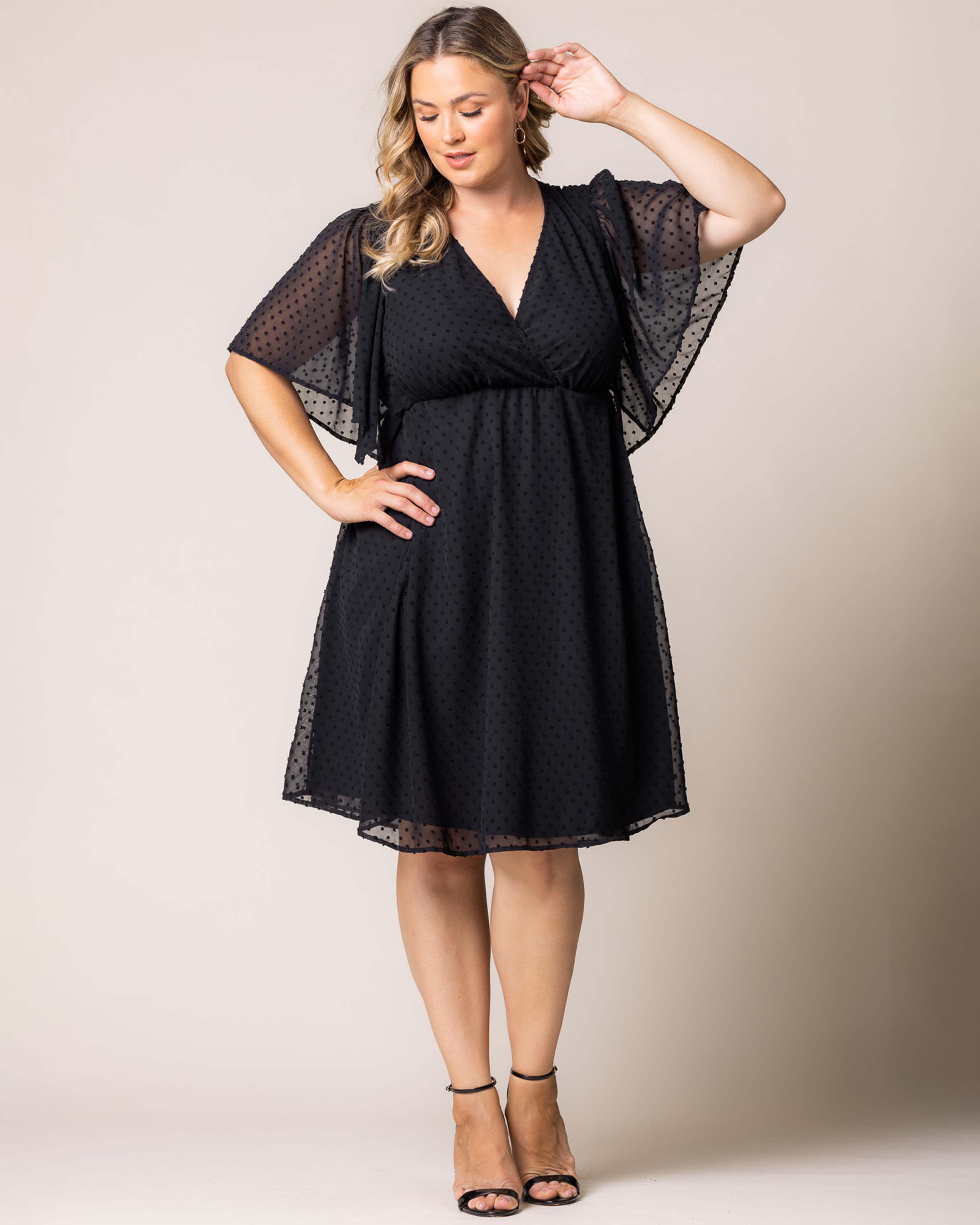 Florence Flutter Sleeve Dress, ONYX / Black, alternate image number 4