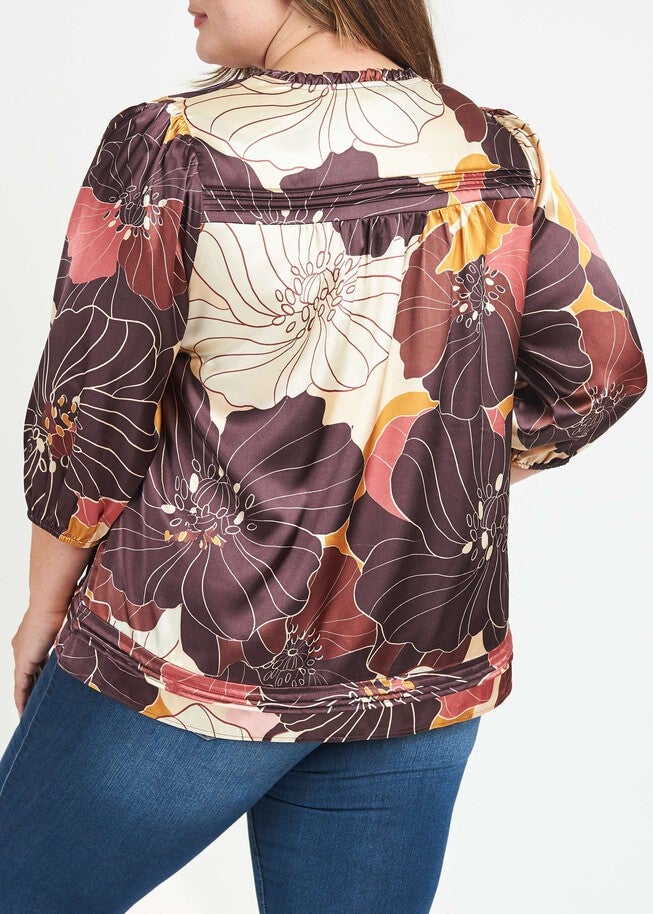 Dulce Floral Long Sleeve Top, N063 CREAM / Cream, alternate image number 2