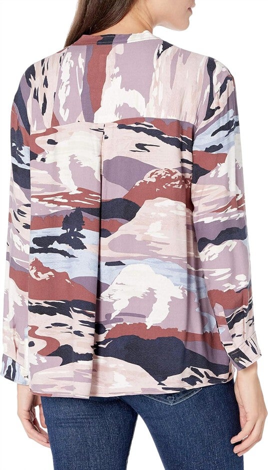 LONG-SLEEVE CAMOUFLAGE BLOUSE, Neutral Multi / Brown, alternate image number null
