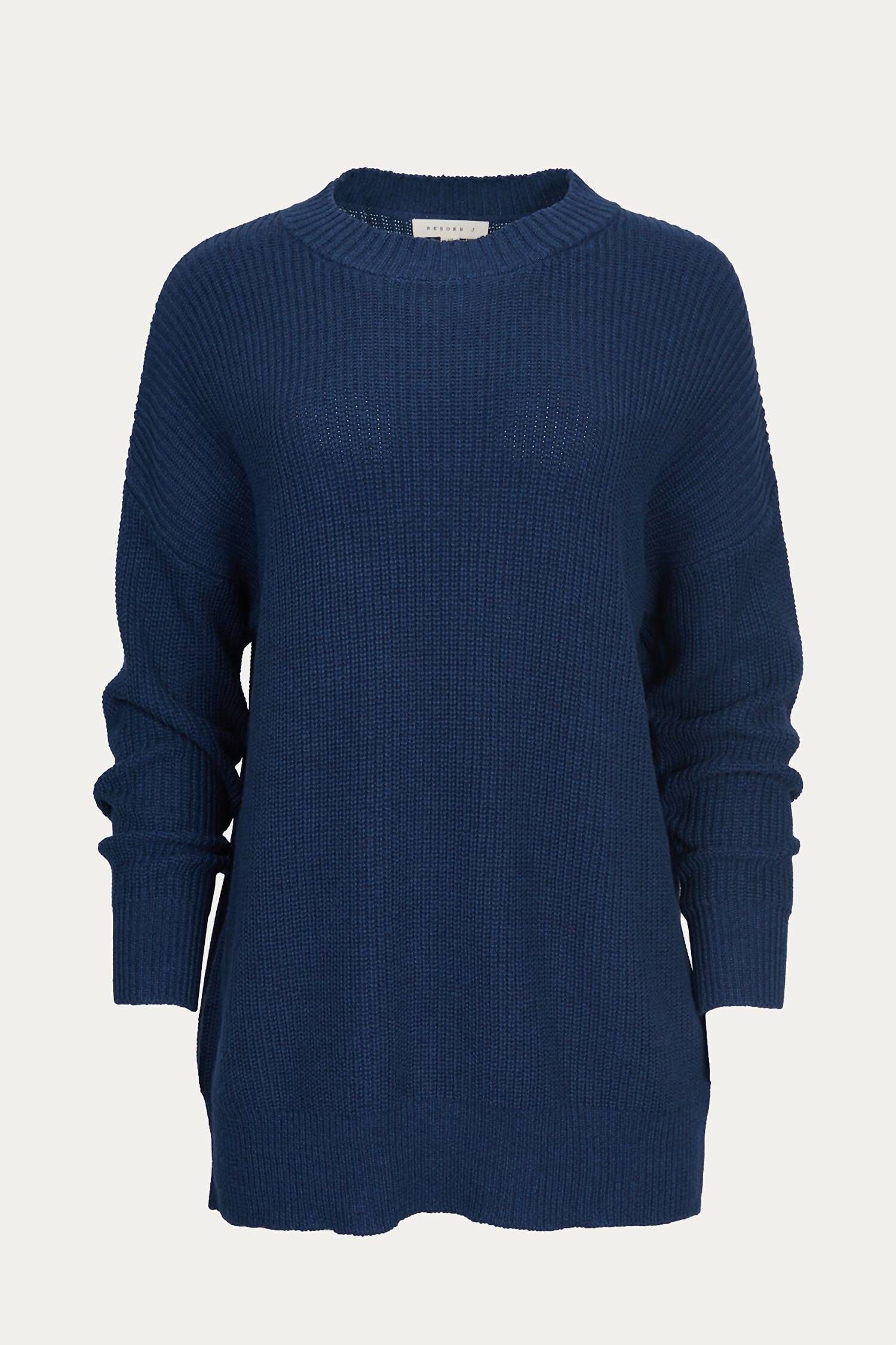 RIBBED-KNIT COTTON SWEATER IN NAVY, Navy / Navy, hi-res image number 0