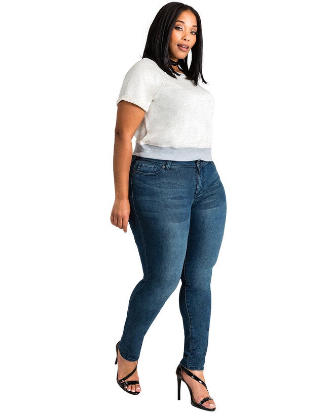 Plus Size Curvy Women French Terry Open Back Dropped Shoulder Top, Oatmeal / Light Grey, alternate image number 3