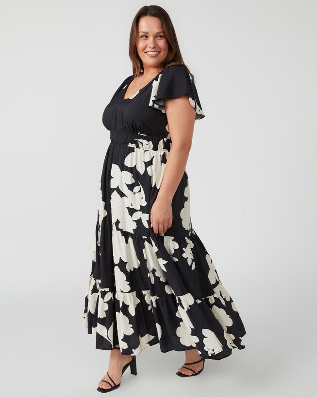 Miranda Midi Dress, BlackCreme / Black, alternate image number null