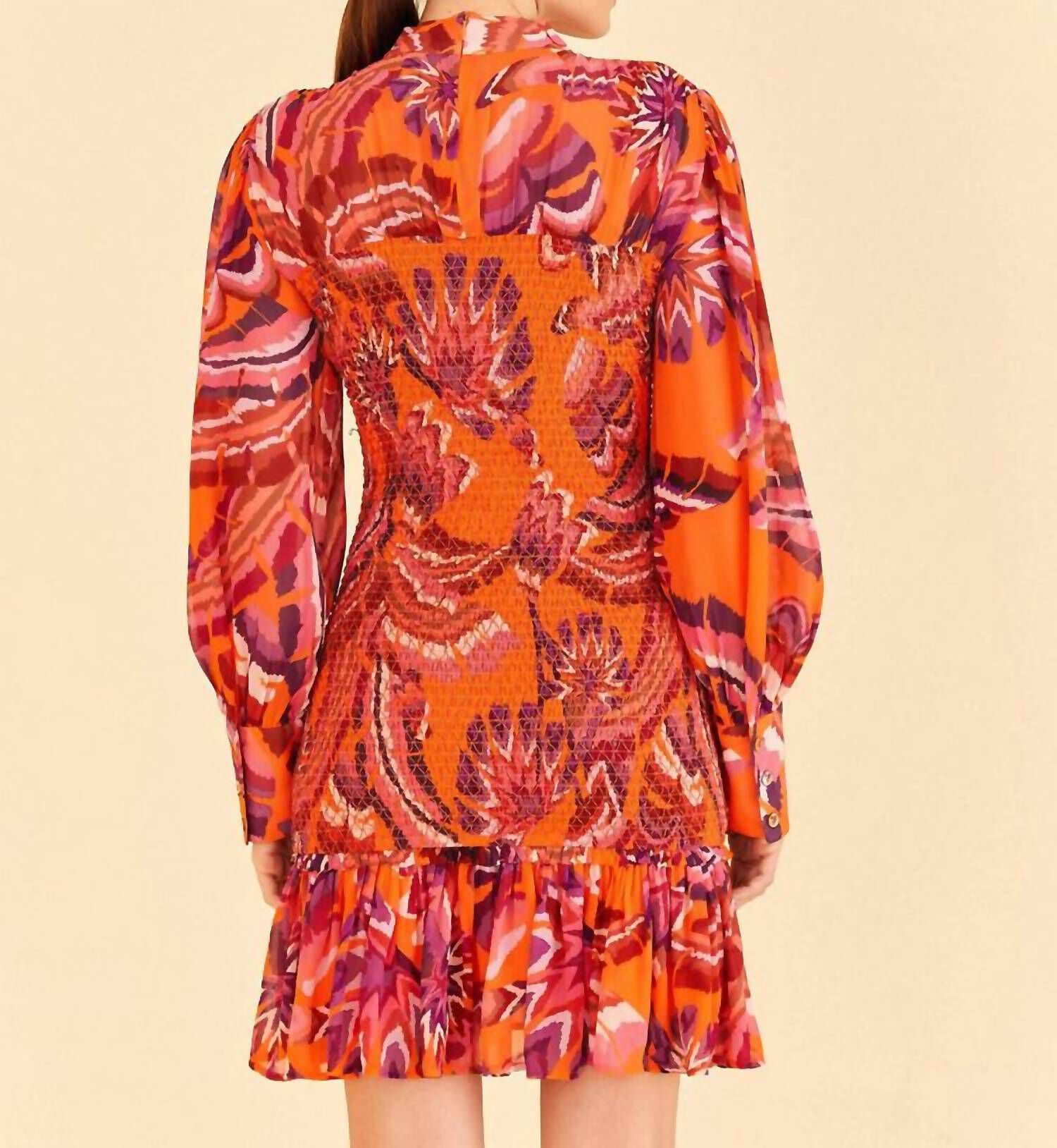 CHEVRON MOCK NECK PULLOVER MINI DRESS IN FOREST ORANGE, , alternate image number 6