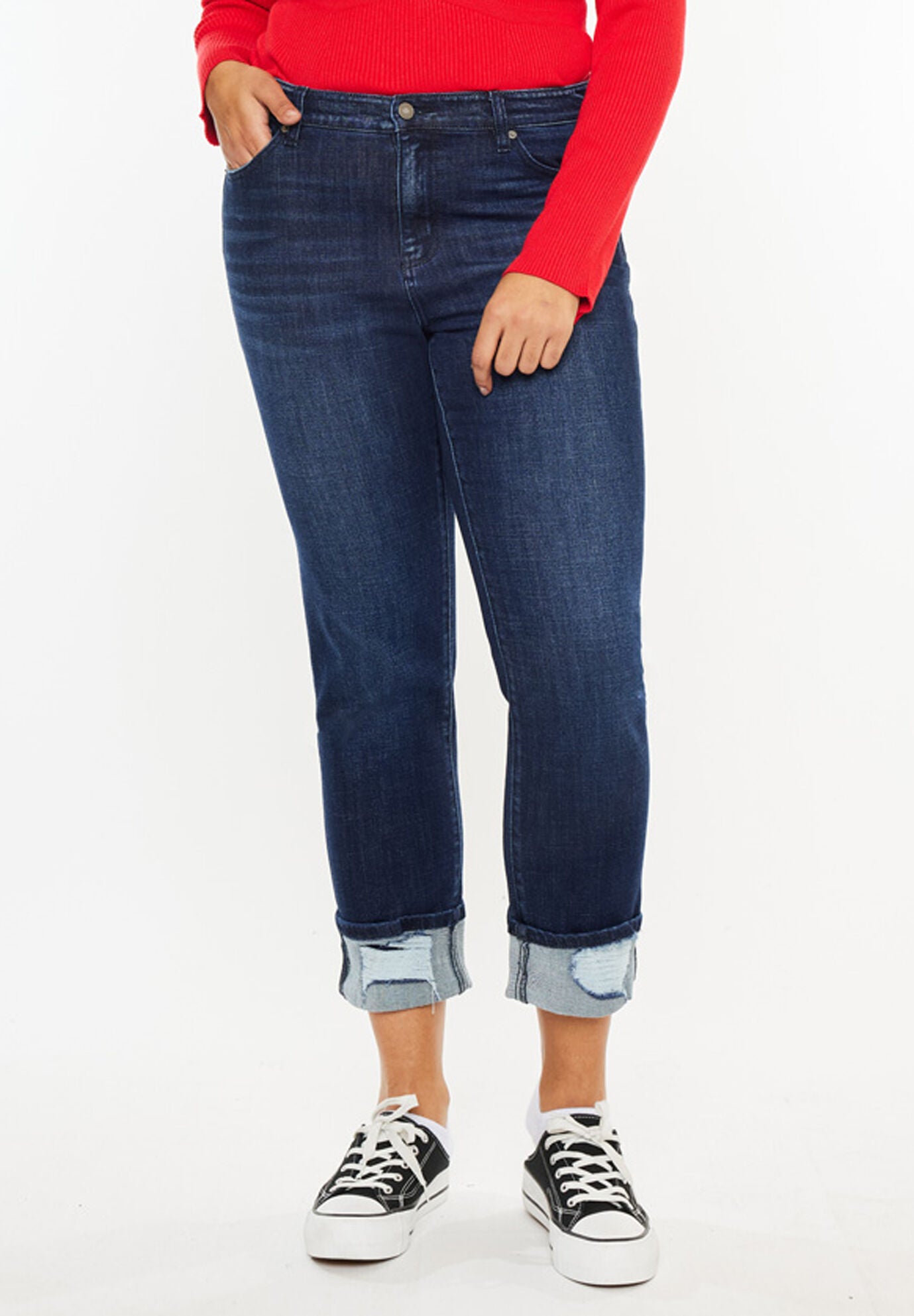 Raven Mid Rise Skinny Straight (Plus Size), Dark Wash / Dark Wash, hi-res image number 0