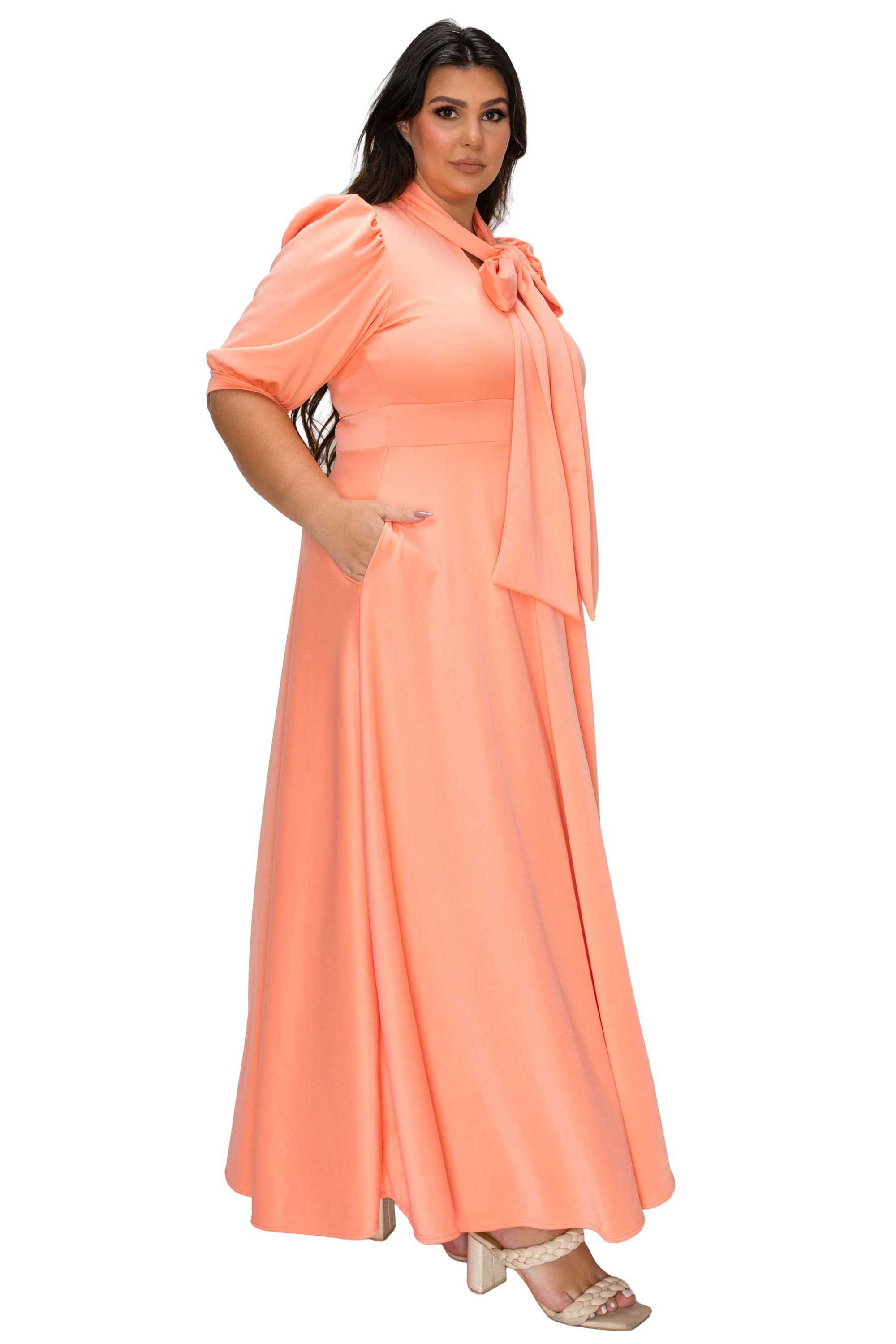 Farrah Donna Dress, Peach / Peach, alternate image number 1