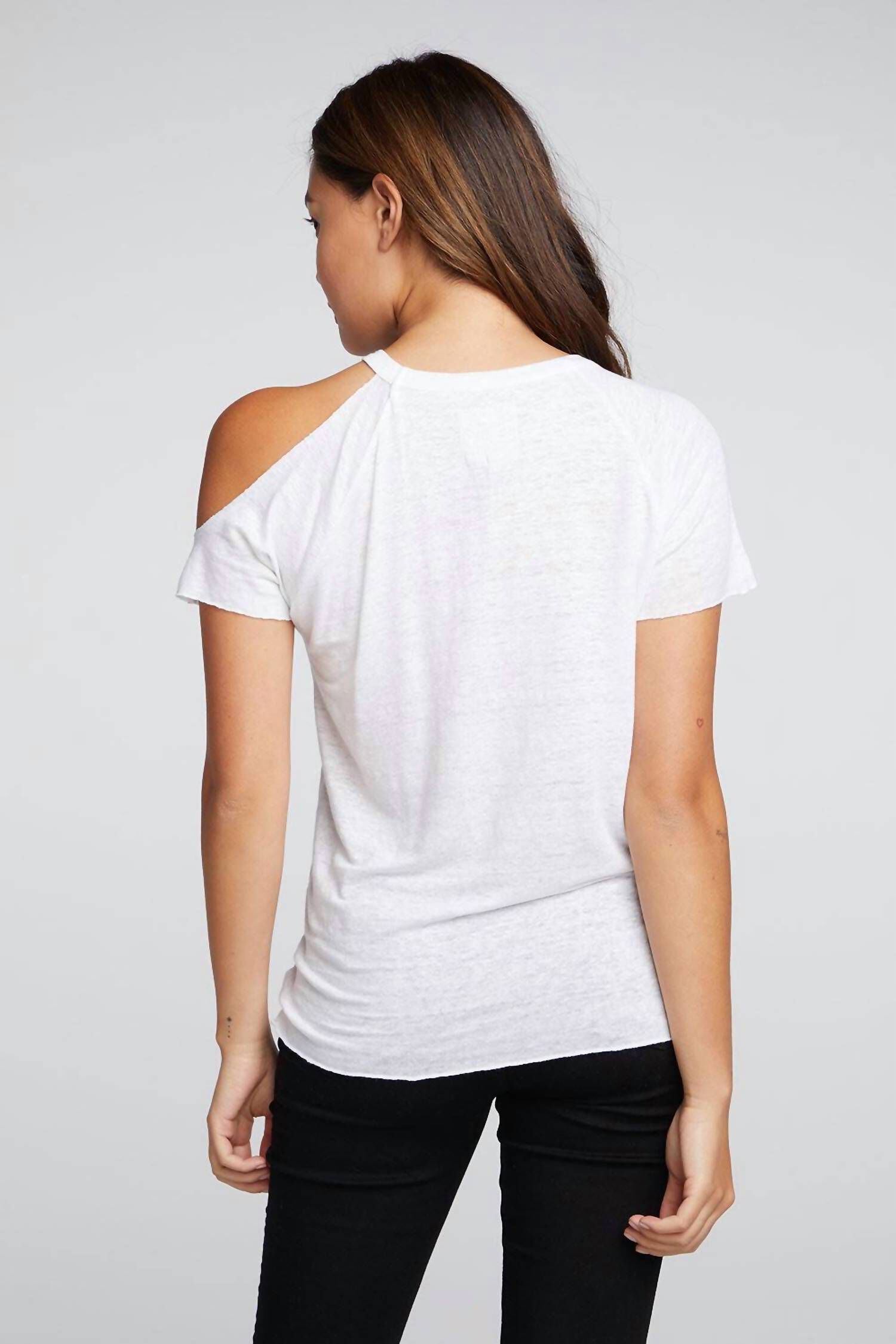 LINEN JERSEY VENTED SLEEVE TEE IN WHITE, White / White, alternate image number 1