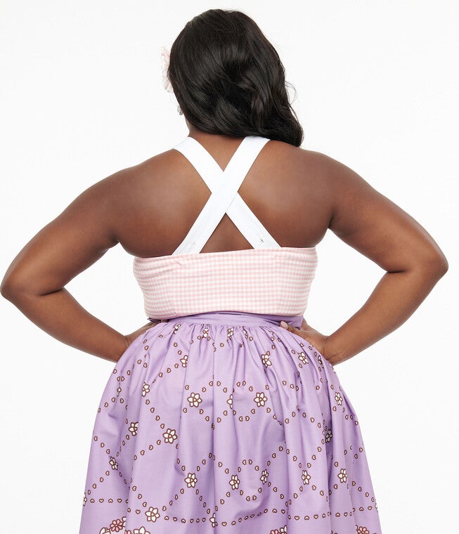 Unique Vintage 1960s Pink & White Gingham Porter Top, PinkWhite Gingham / Pink, alternate image number 1