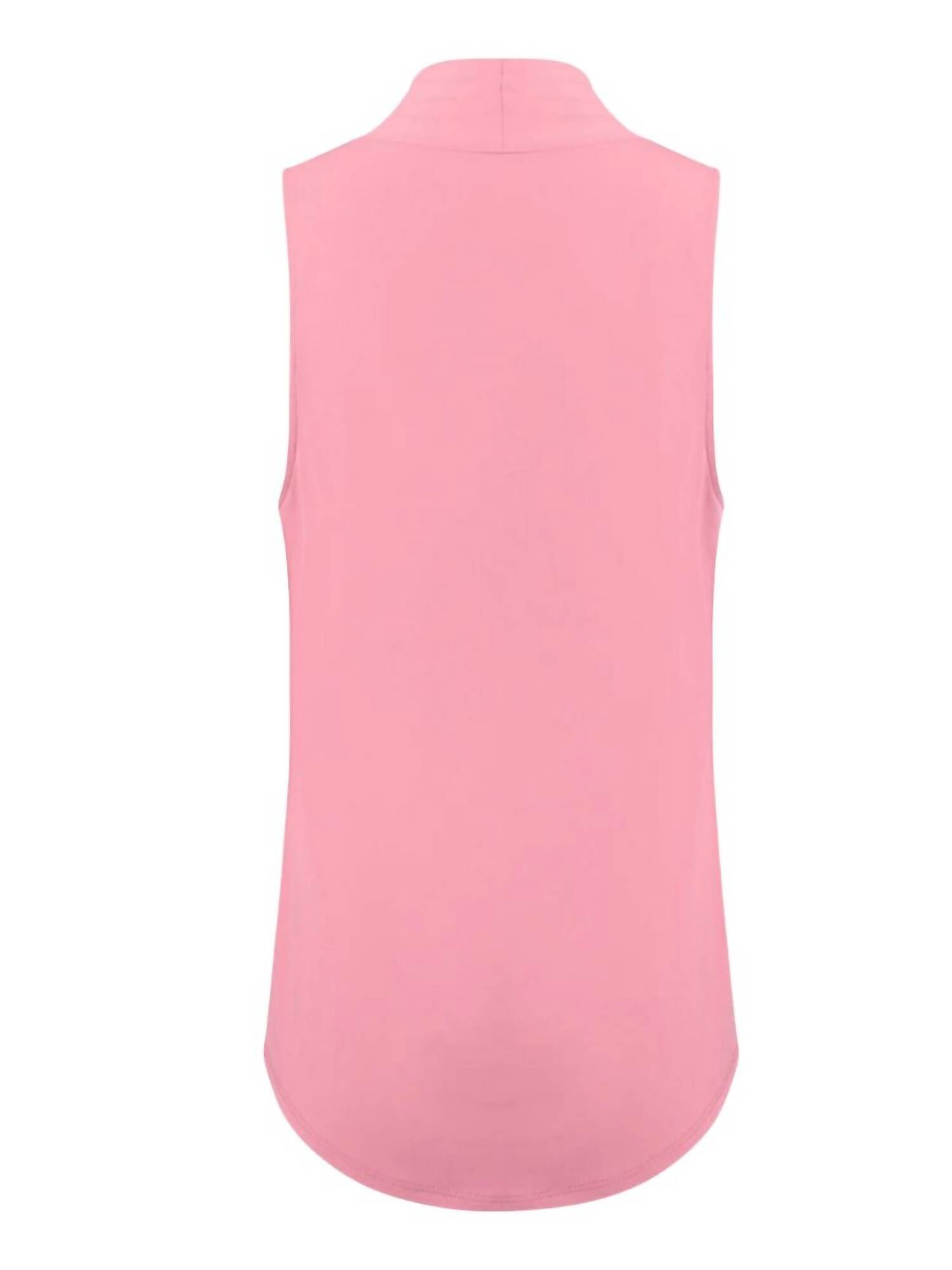 MATTE JERSEY SLEEVELESS PLEATED V NECK TOP, Rose Blush / Pink, alternate image number 1