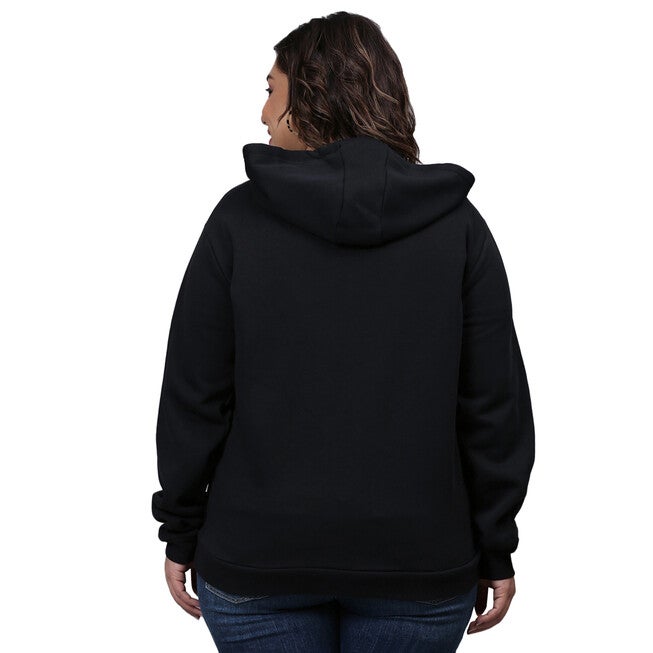 Solid Stylish Casual Hooded Sweatshirt, Black / Black, alternate image number null