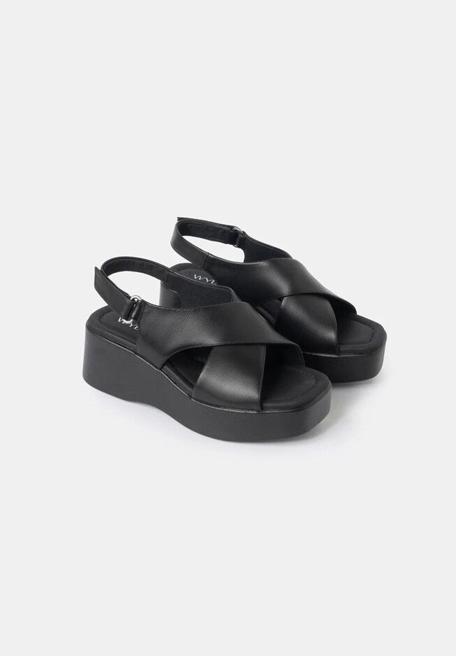 Bianca Wedge Sandals, Black / Black, alternate image number 1