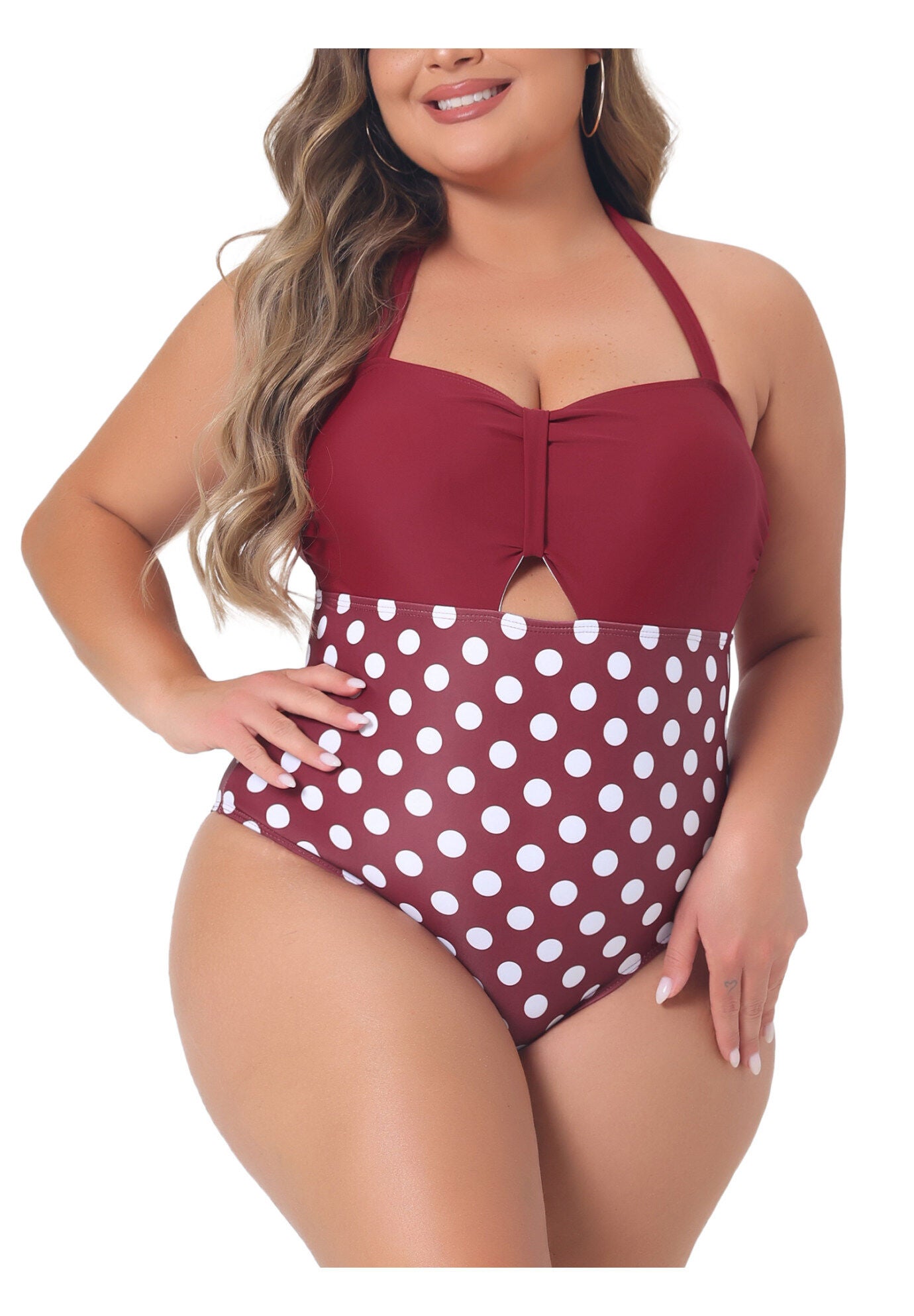 Summer Swimsuit Cutout Swimwear, Red / Red, alternate image number 2