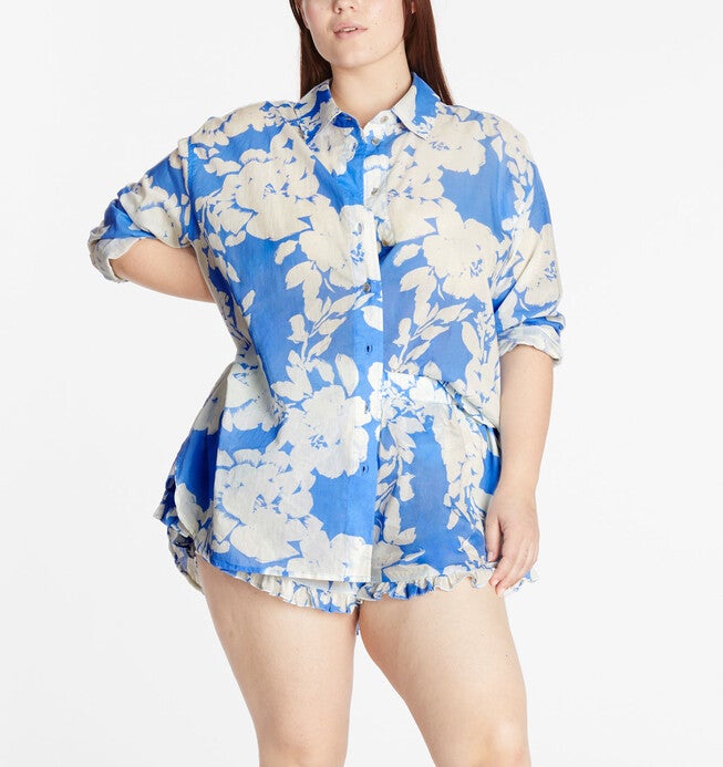 Calandra Top, Azure BlueOff White Shadow Bloom / Light Blue, alternate image number null
