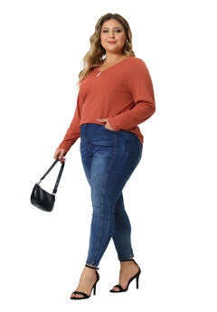 Casual Top Button Front Long Sleeve Tee