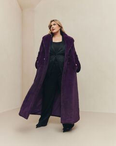 PURPLE FAUX FUR MAXI COAT