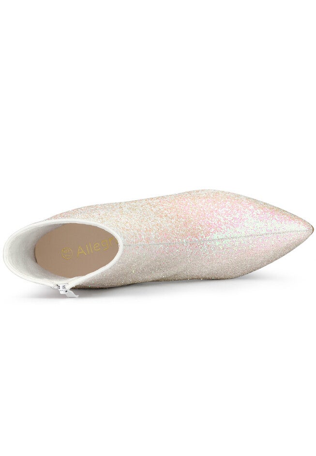 CLEAR BLOCK HEEL GLITTER PARTY BOOTS, Bling White / White, alternate image number 3