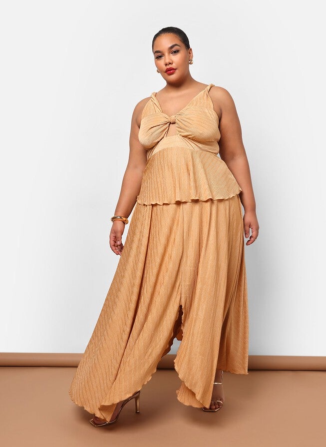 ANAYA PLISSE ASYMMETRICAL MAXI A LINE SKIRT, Yellow / Yellow, hi-res image number 0