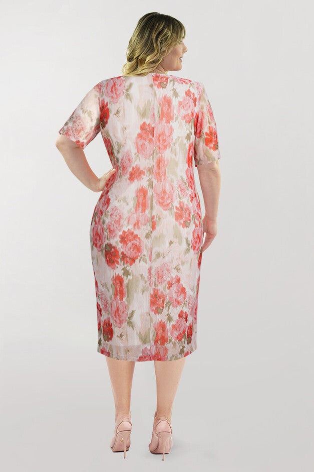 Mesh Midi Sheath Dress, , alternate image number null