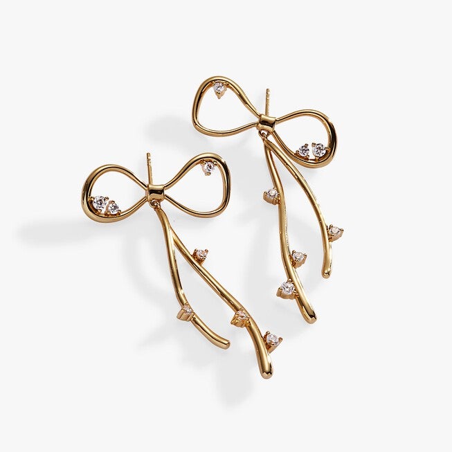 Coquette Bow Earrings, Gold / Gold, hi-res image number 0
