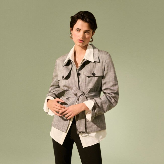 Emery Safari Blazer - Porto Weave, BlackWhite / Light Grey, hi-res image number 0