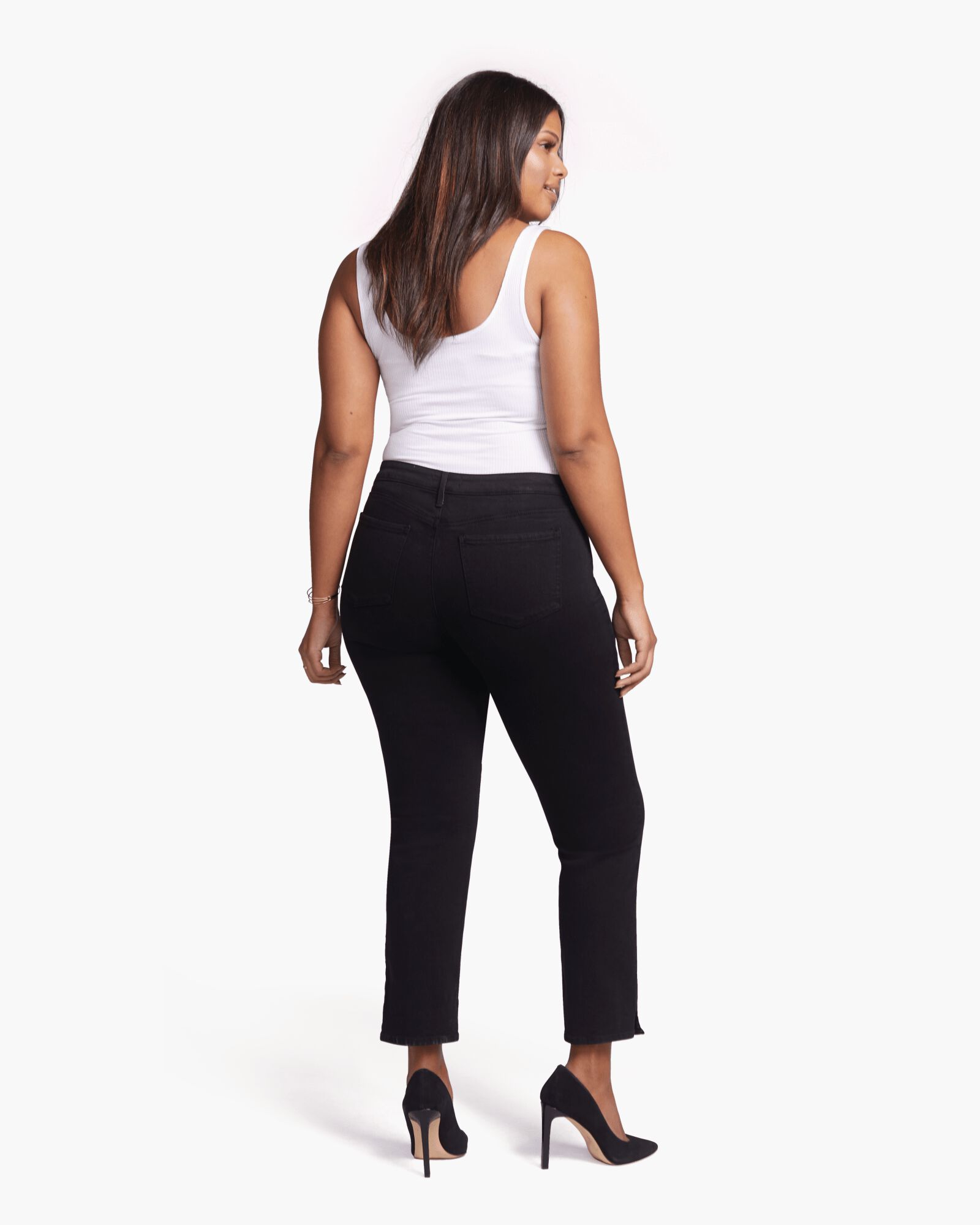 Slim Straight Ankle Jeans, Black / Black, alternate image number 2