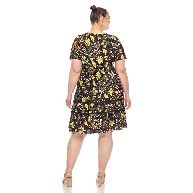 White Mark  Floral Short Sleeve Knee Length Dress, , alternate image number 7