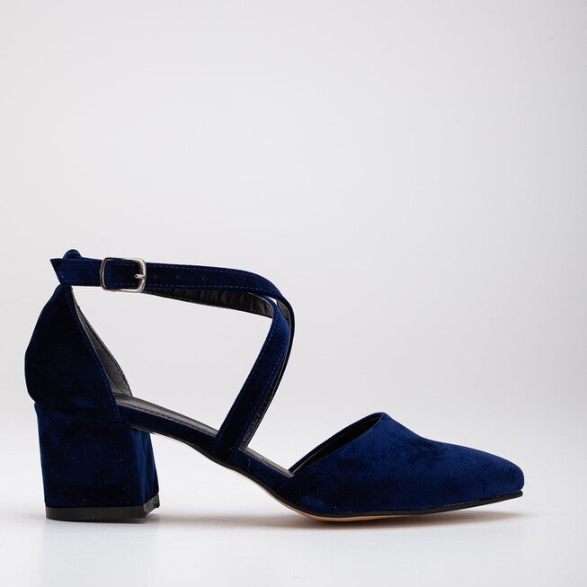 DOLLY - DARK BLUE VELVET BLOCK HEELS, DARK BLUE / Navy, hi-res image number 0