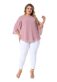Flutter Petal Half 3/4 Sleeve Loose Chiffon Top
