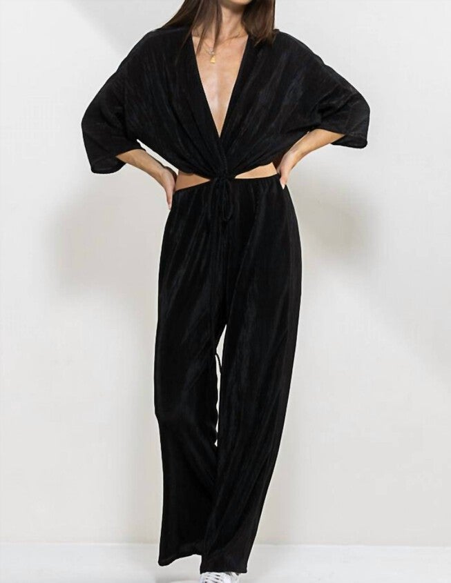 CROPPED BLACK JUMPSUIT IN BLACK, Black / Black, hi-res image number 0