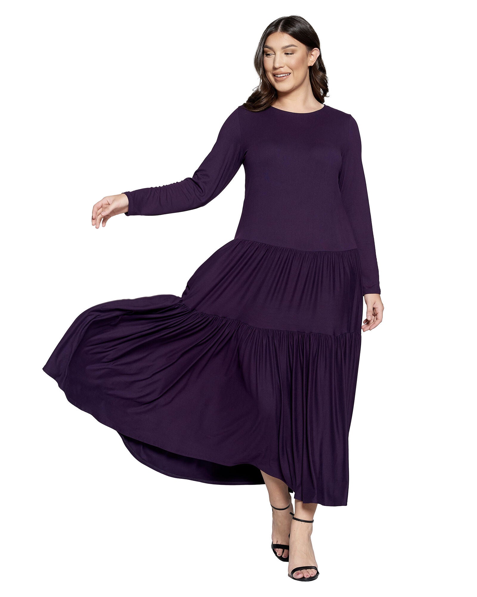 Tiered Maxi Dress, Eggplant / Purple, hi-res image number 0