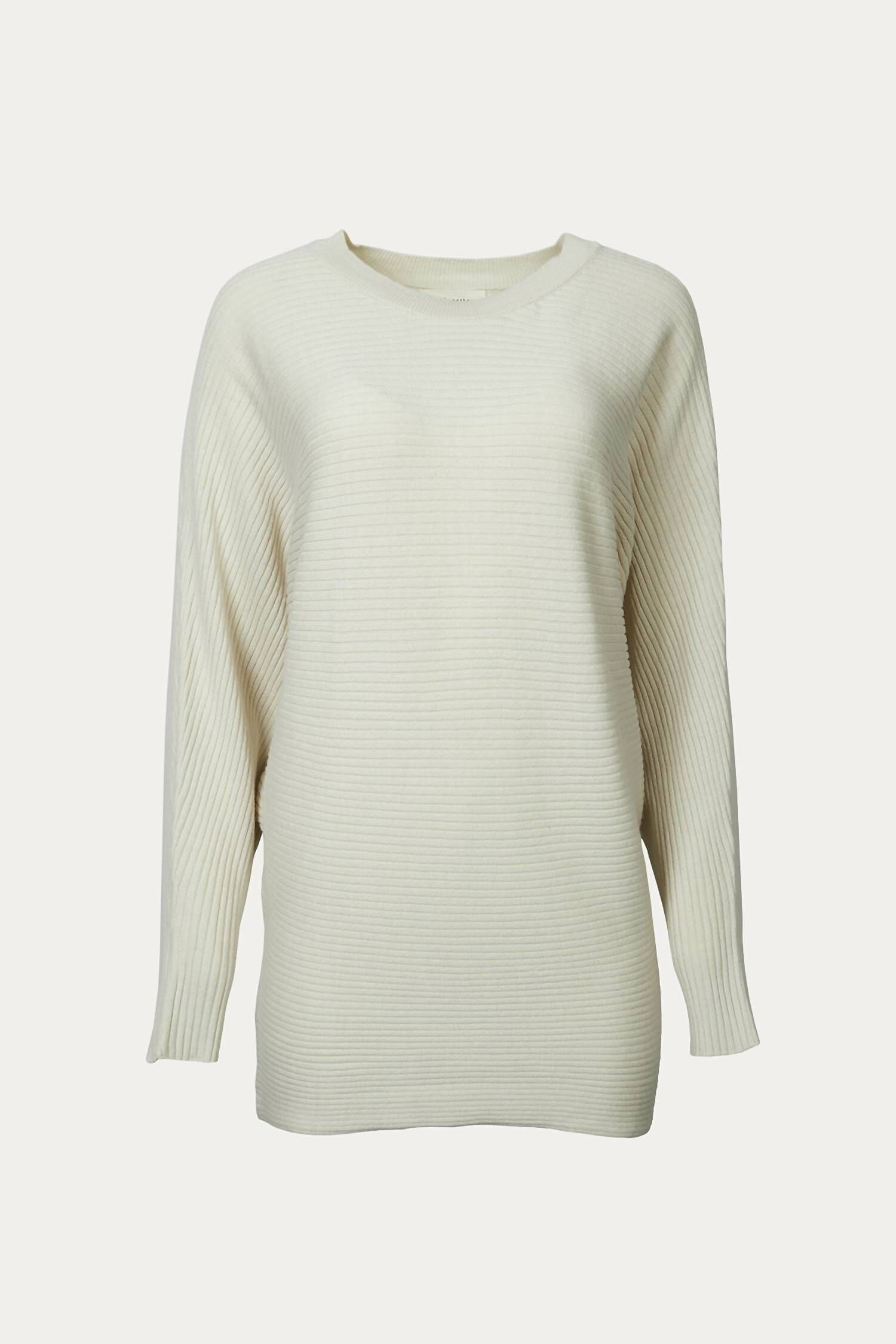 RIBBED COTTON-BLEND OVERSIZED SWEATER IN PALE BEIGE, Pale Beige / Beige, hi-res image number 0