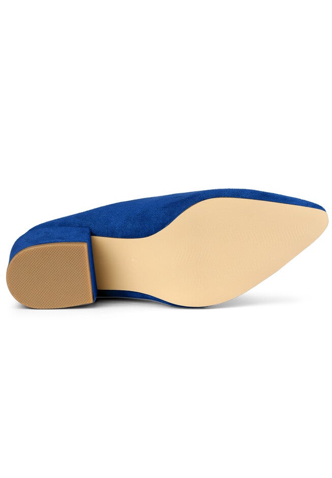 Pointed Toe Slip On Block Heel Slide Mules, Royal Blue / Royal Blue, alternate image number 3