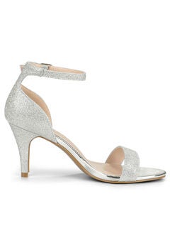 Glitter Ankle Strap Stiletto Heel Sandals