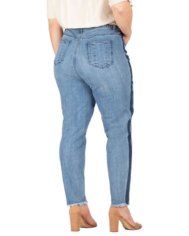 Savannah Plus Size Denim Skinny Jeans With Shadow Leg Stripe, 3215 Shadow / Dark Wash, alternate image number null