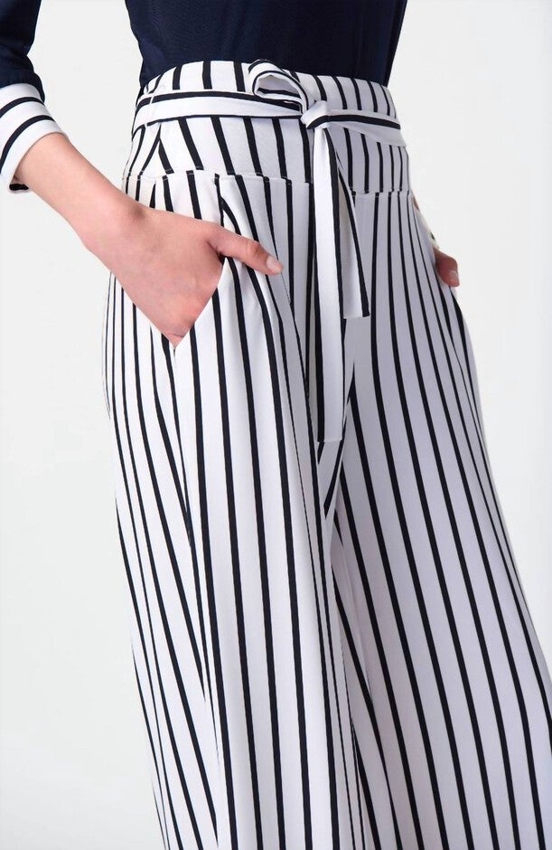 STRIPED KNIT WIDE LEG PANTS IN VANILLA/MIDNIGHT, , alternate image number null