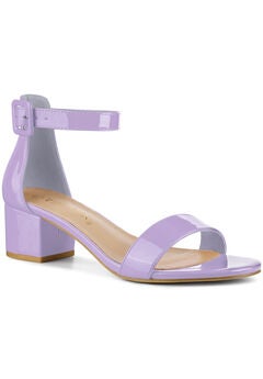 Open Toe Low Block Heel Ankle Strap Sandals