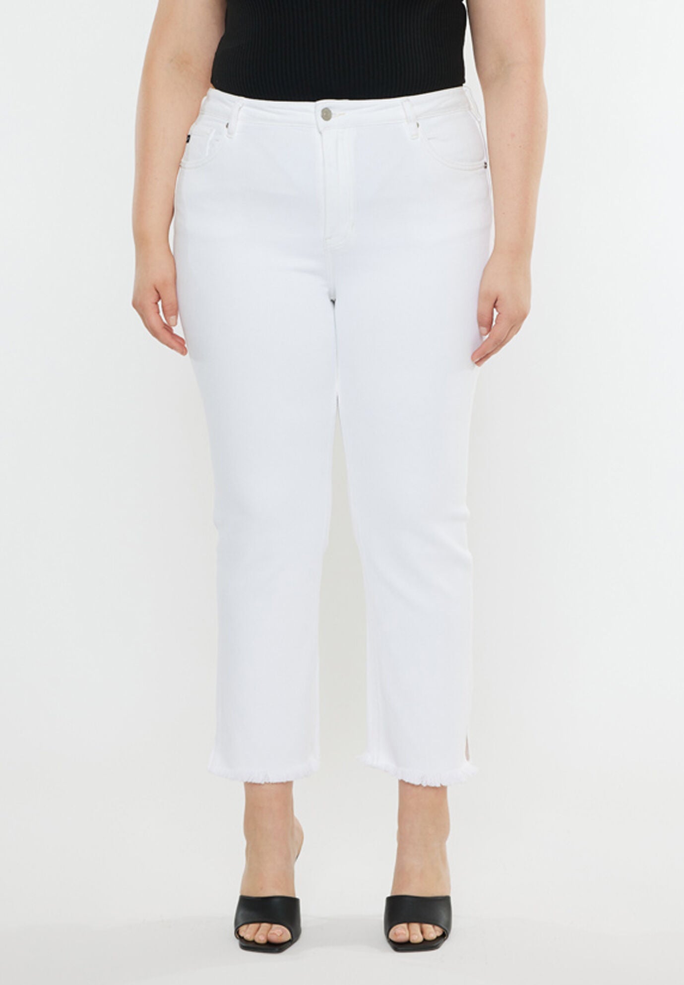 Rita High Rise Slim Straight (Plus Size), White / White, alternate image number 4