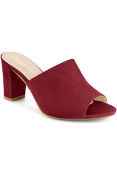 Slip On Chunky Heels Mules Slide Sandals