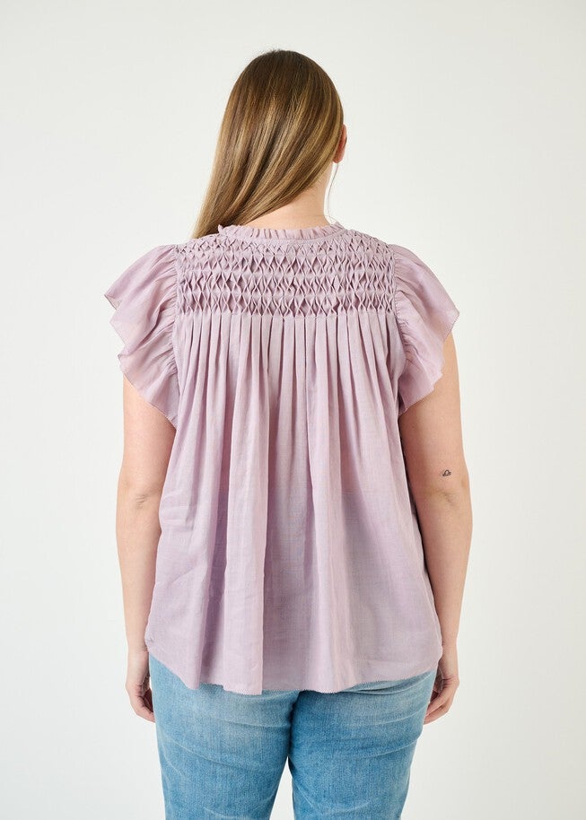 Zola Smocked Top with Ruffle Sleeves, Nirvana / Purple, alternate image number null
