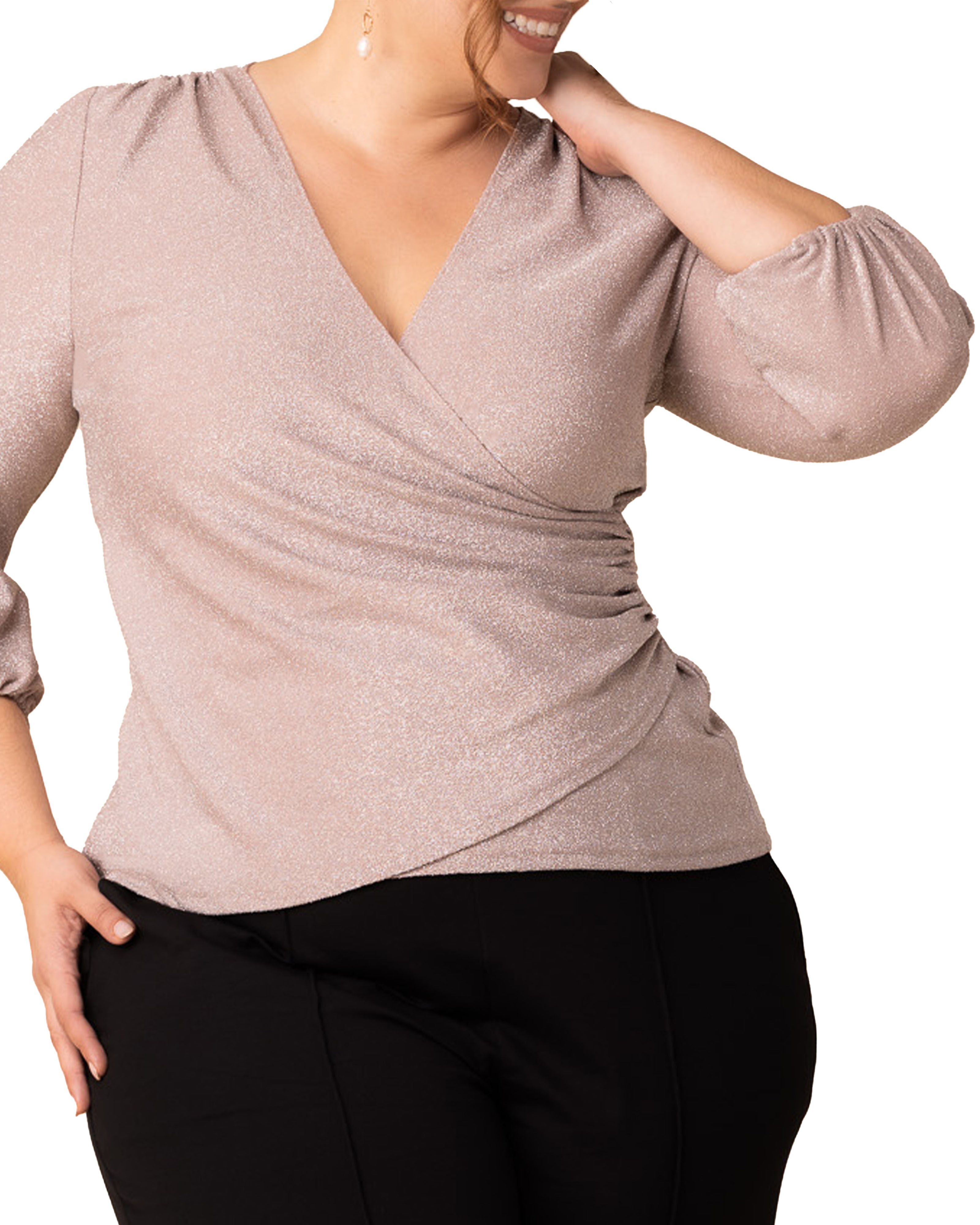 Celeste Faux Wrap Top, PROSECCO / Lilac, alternate image number 2