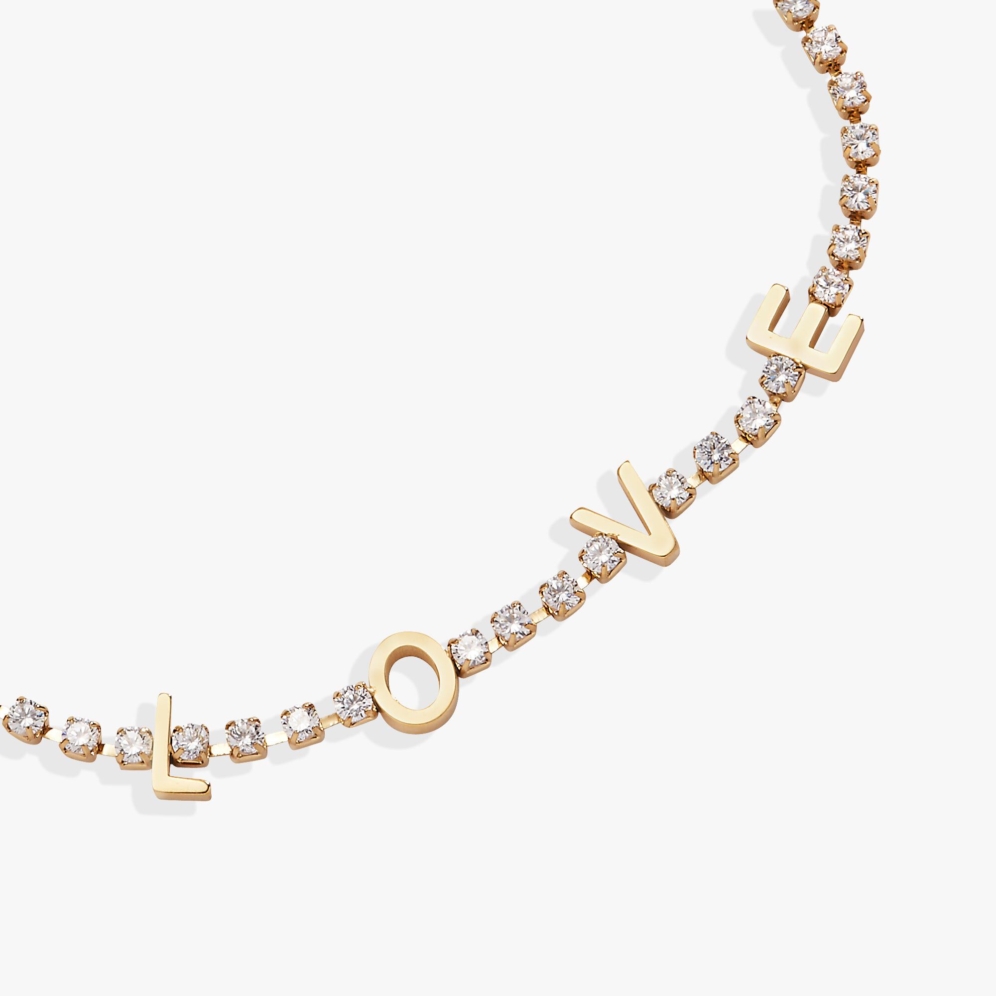 “Love” Crystal Tennis Bracelet, Gold / Gold, alternate image number 1