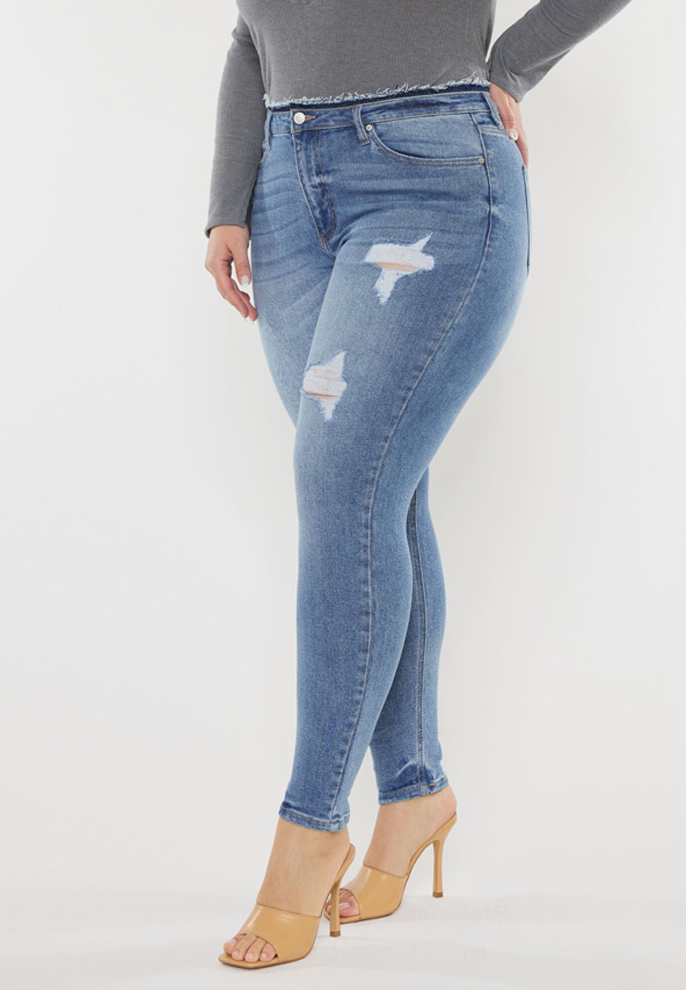 Ivory High Rise Super Skinny (Plus Size), Medium Wash / Medium Wash, alternate image number 3