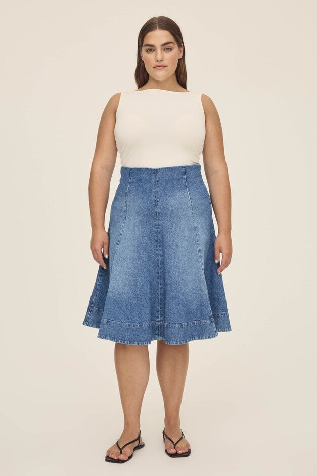 LOS PLUS - DENIM MIDI SKIRT | EVERAFTER, EVERAFTER / Dark Wash, hi-res image number 0