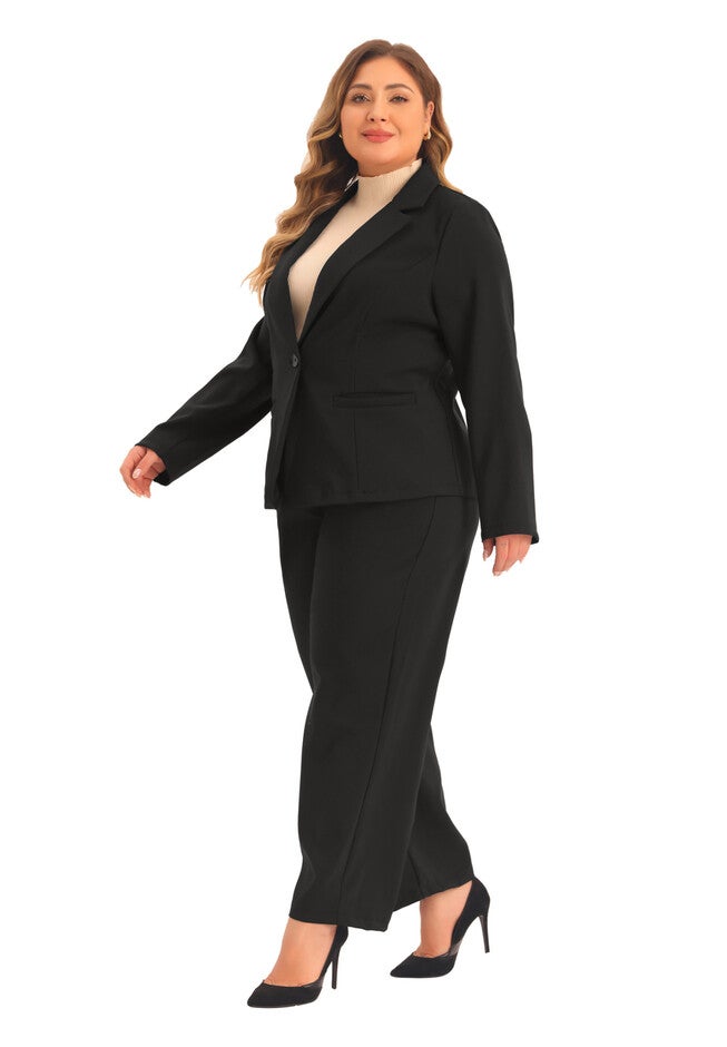 TWO PIECE BLAZER JACKET AND PANTS SUIT SET, Black / Black, hi-res image number 0