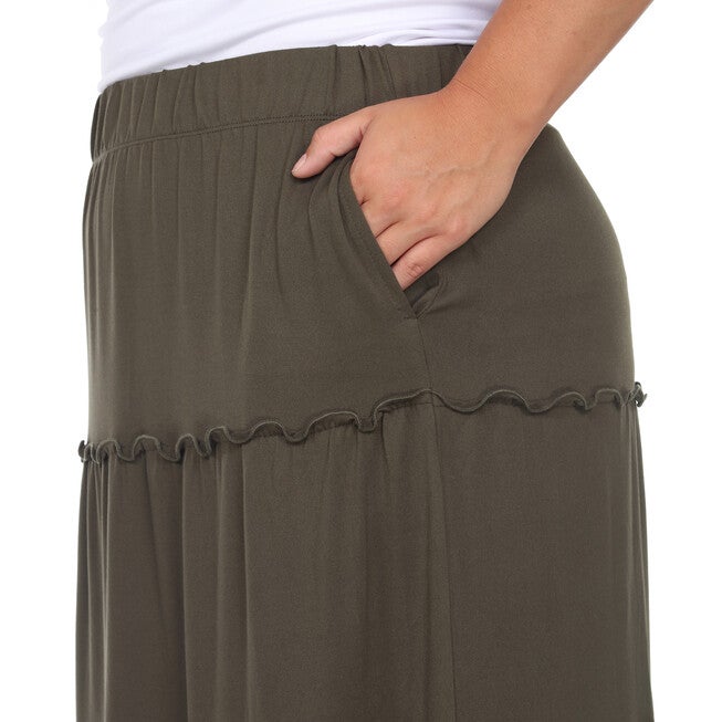 Tiered Maxi Skirt, Olive / Olive Green, alternate image number 4