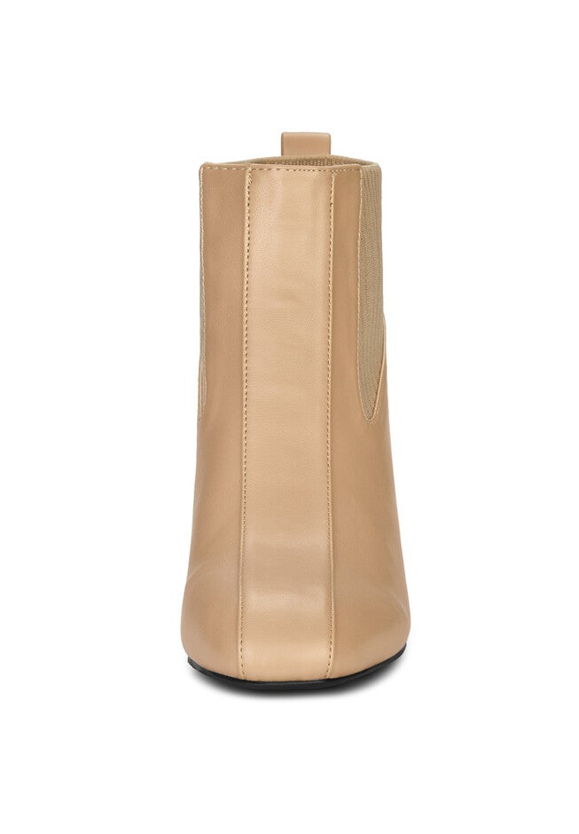Square Toe Block Heels Elastic Chelsea Ankle Boots, Nude / Beige, alternate image number 1