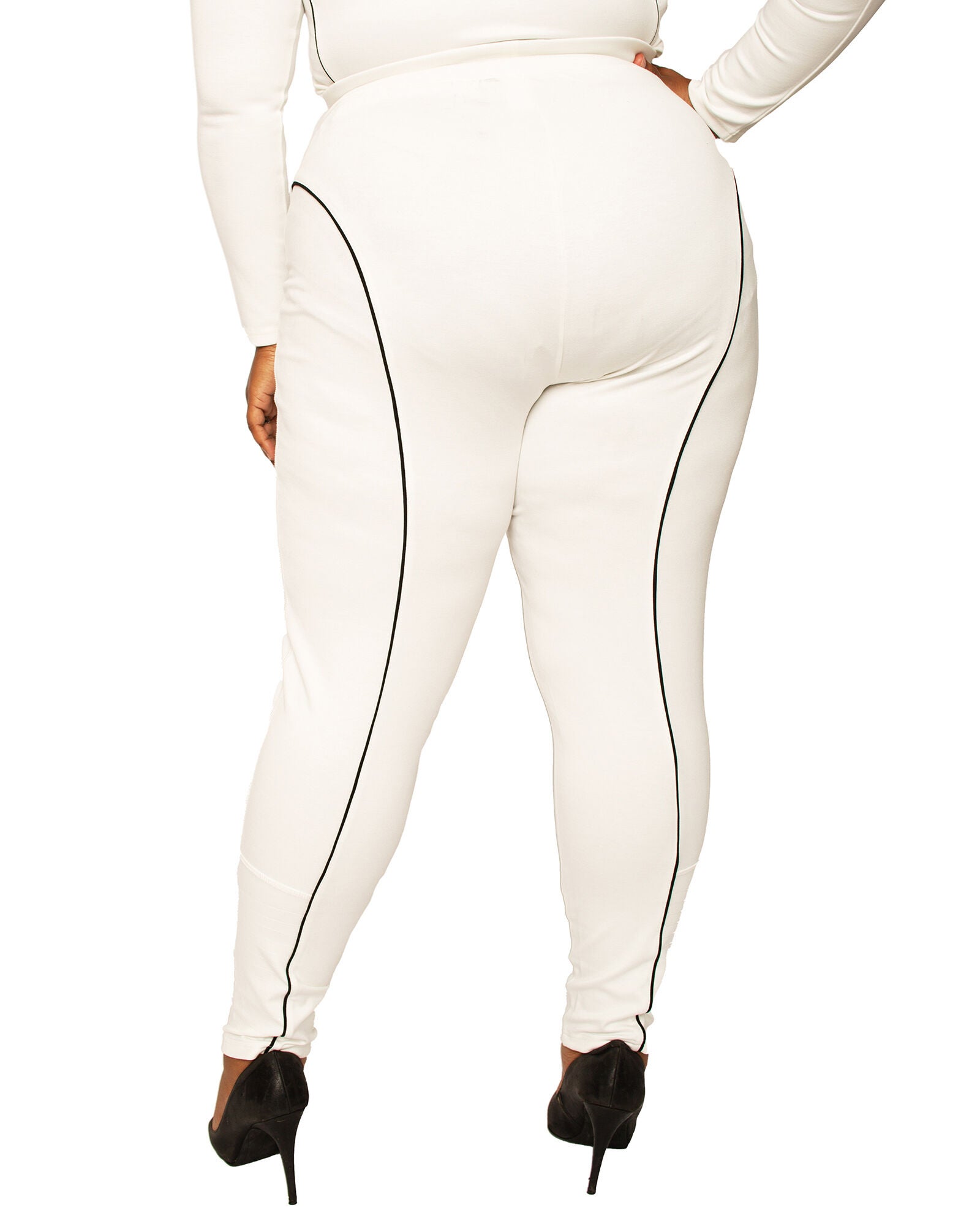 Sasha High Rise Ponte Knit Moto Slip Fit Leggings, IVORY / White, alternate image number 2