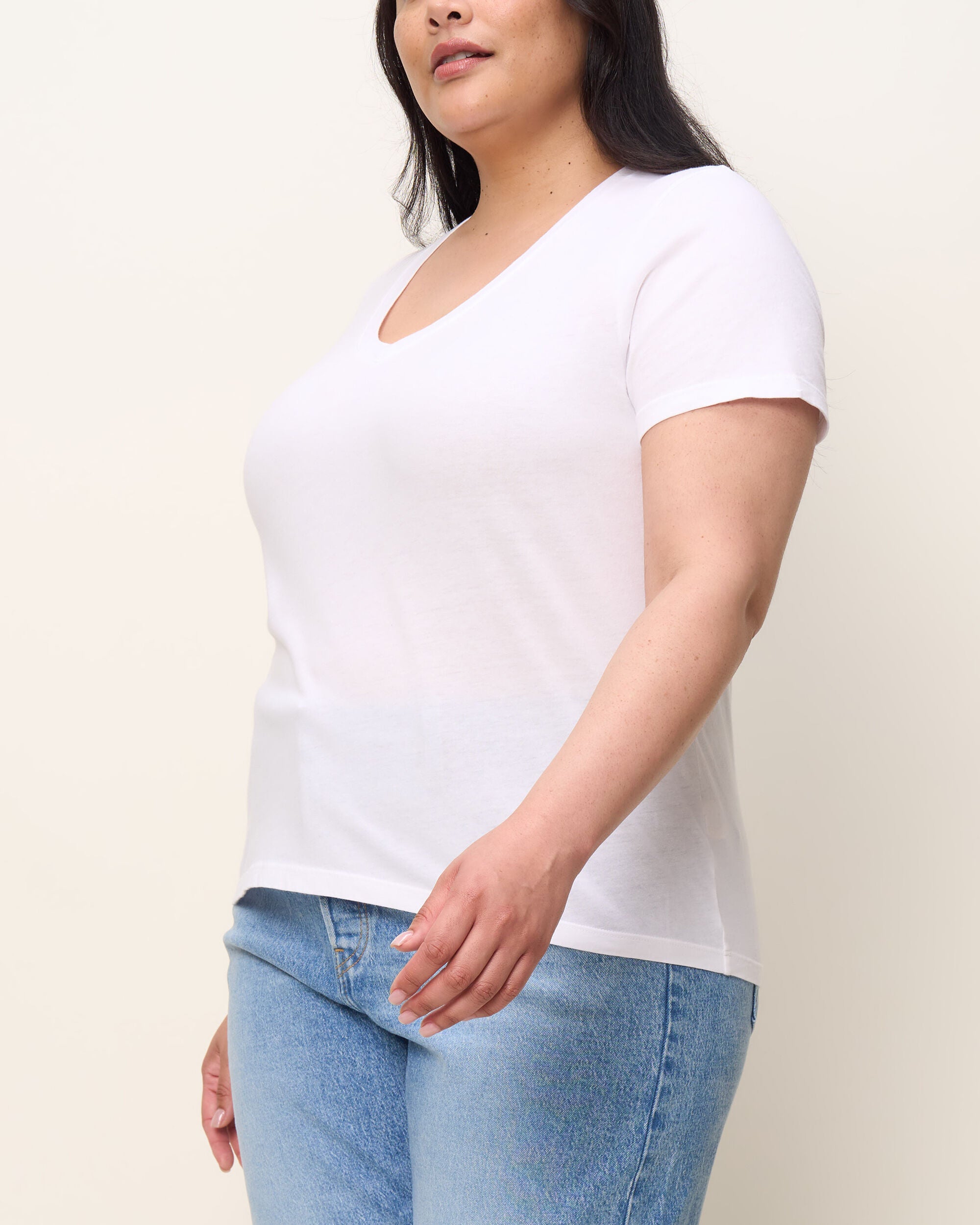 The V Neck Tee, True White / White, alternate image number 1