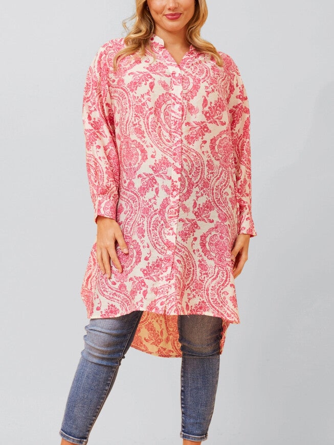 Cezanne Tunic Shirt Dress Semi-Sheer Paisley Print, , alternate image number 5