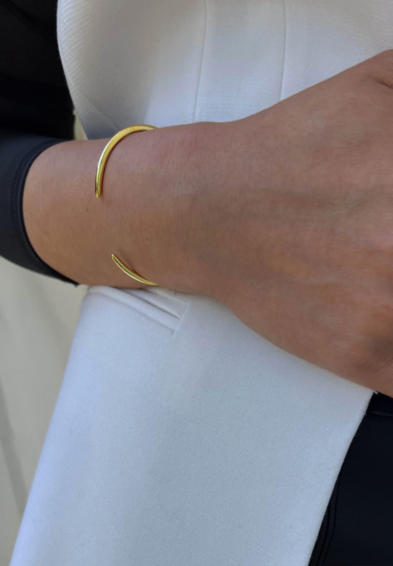 SUCCESS 2-Way Convertible Stacking Cuff Bracelet, Gold / Gold, alternate image number 3